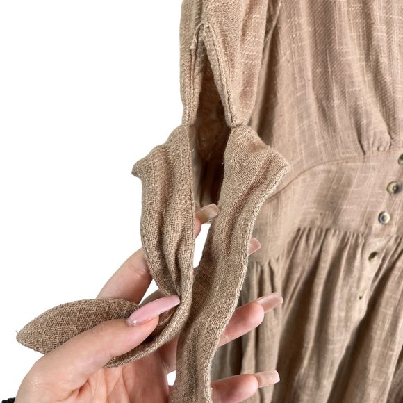 NWT Free People Love of my Life Button Front V Neck Midi Dress Khaki Size S - Picture 4 of 10